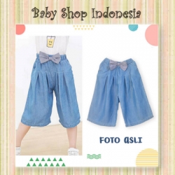 PS058 Celana Kulot Anak Perempuan Celana Kulot Denim Anak Pita  large